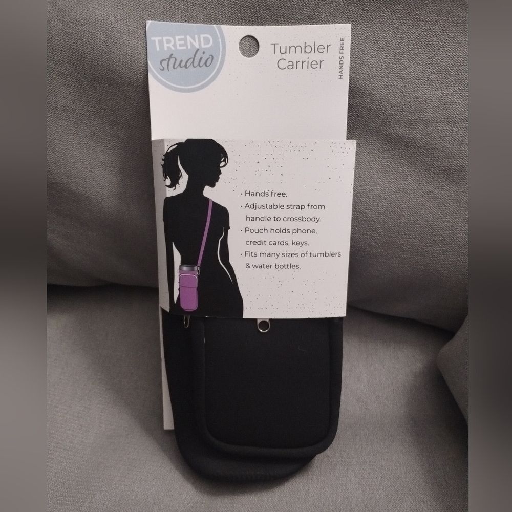 Black Stanley Tumbler Carrier With Adjustable Strap